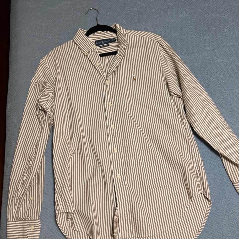 Ralph Lauren Brown Striped Button Down Shirt